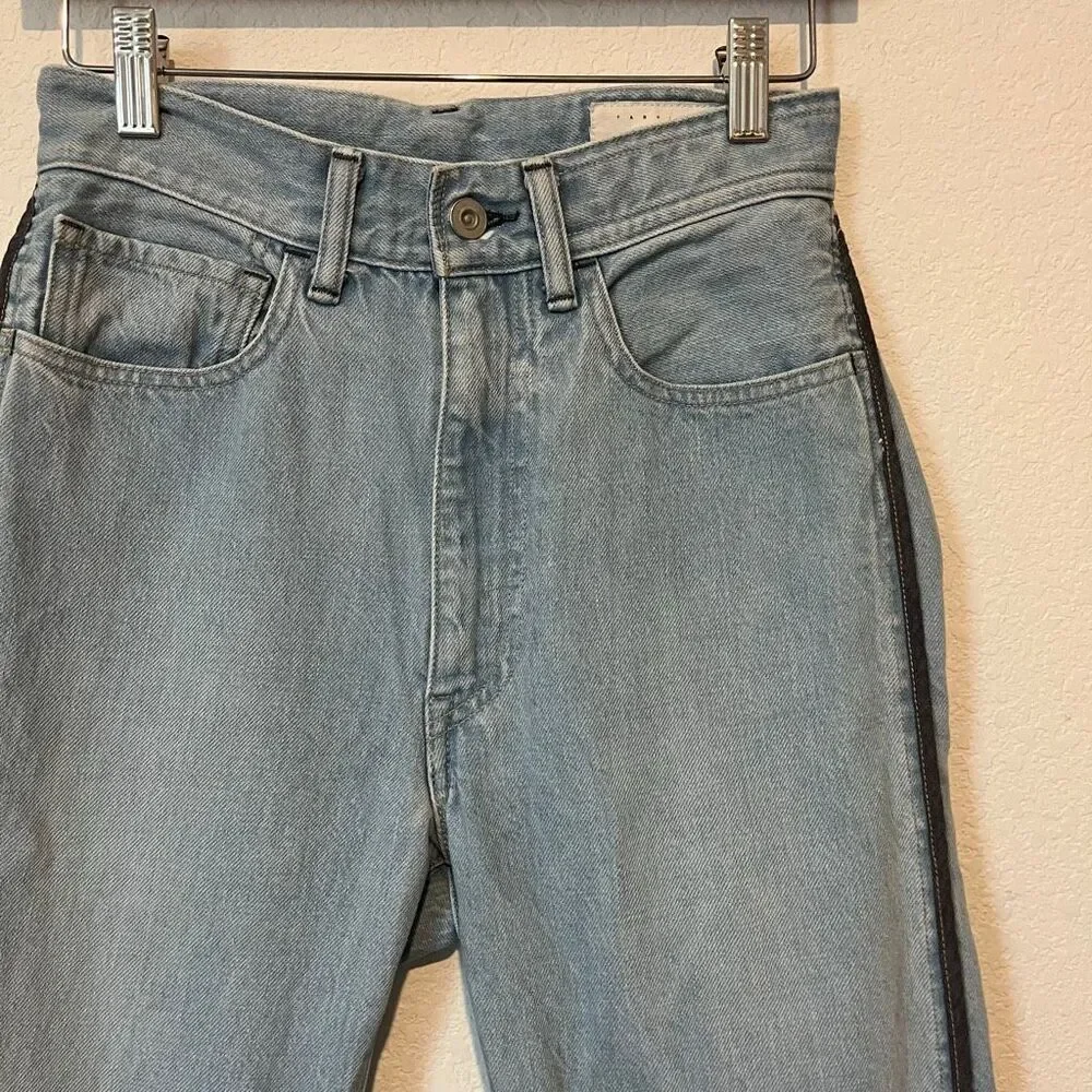 Kuro Denim Medium Wash Blue Side Stripe Wide Leg Jeans Women's Size 25